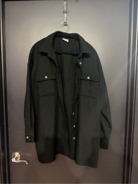 Noisy May Black Button-Front Wool Jacket